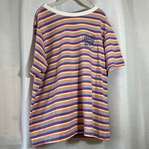 Santa Cruz skateboards t shirt women short sleeve crew neck stripped